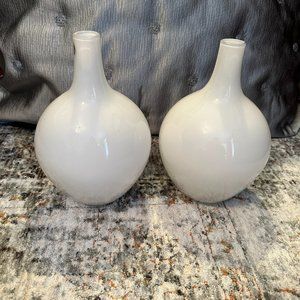 IKEA mid century modern white hand blown glass vase set